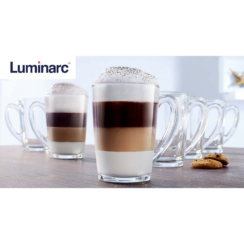 (Ready Stock) Luminarc New Morning Microwaveable and Dishwasher Safe Tempered Glass Mug Coffee 280ml / 320ml