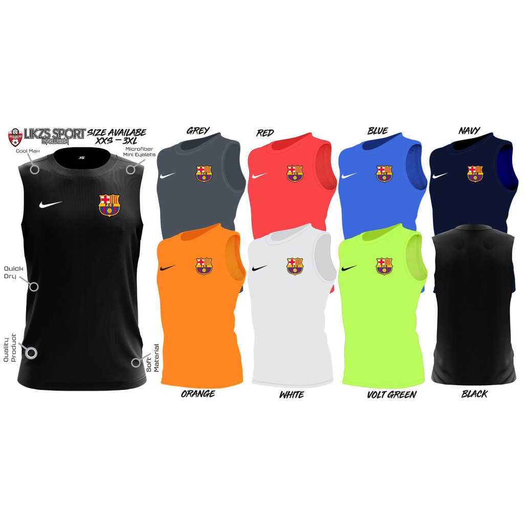 Barca FC DX1 Sleeveless Training Jersey Football Futsal Singlet Microfiber Quick Dry Outrefit Lightweight Fabric