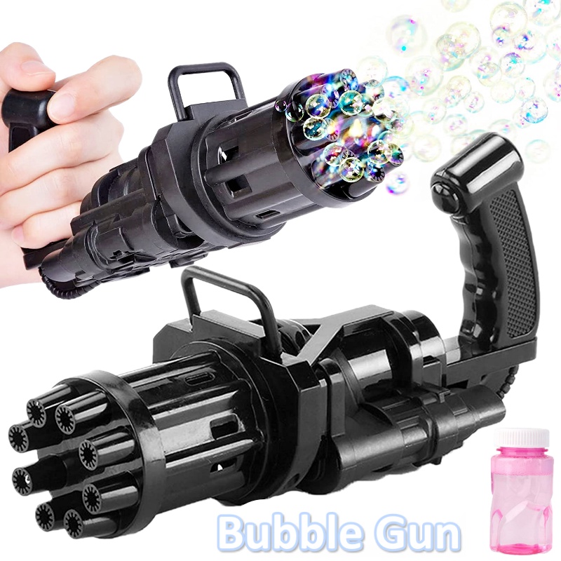 Electric Automatic 8 Hole Bubble Gun Toys Soap Water Foam Maker Gatling Pistol Machine Outdoor Play Kids Children Gift