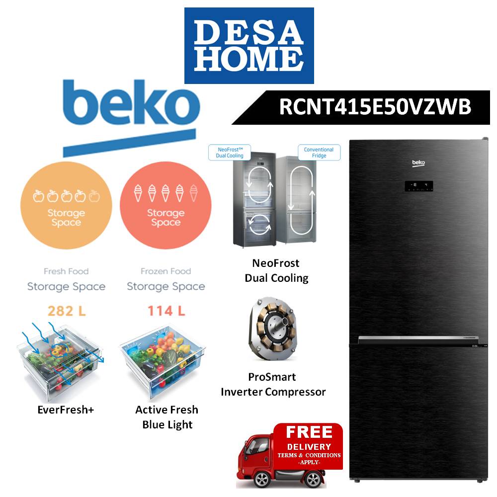 [FREE DELIVERY WITHIN KL] BEKO RCNT415E50VZWB 415L BOTTOM FREEZER