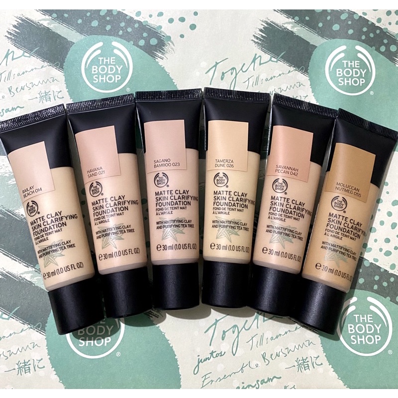 The BODY SHOP MATTE CLAY SKIN CLARIFYING FOUNDATION HAVANA SAND RAILAY BEACH TAMERZA DUNE SAGANO