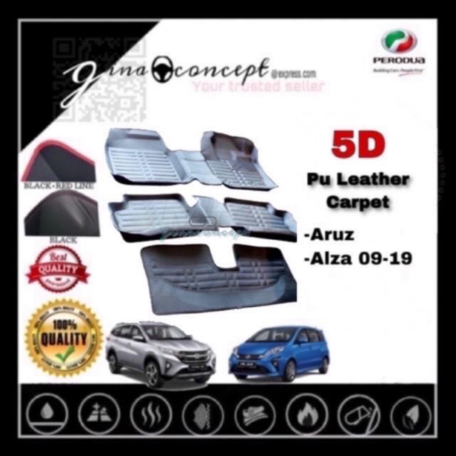 5D Carpet Perodua Alza 09-19 / Aruz Floor Mat (3 row 