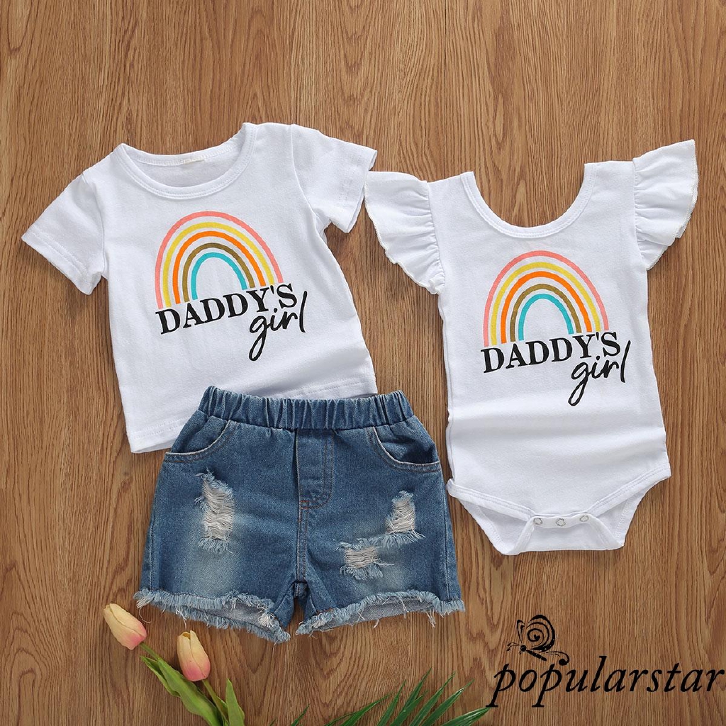 denim rainbow two piece