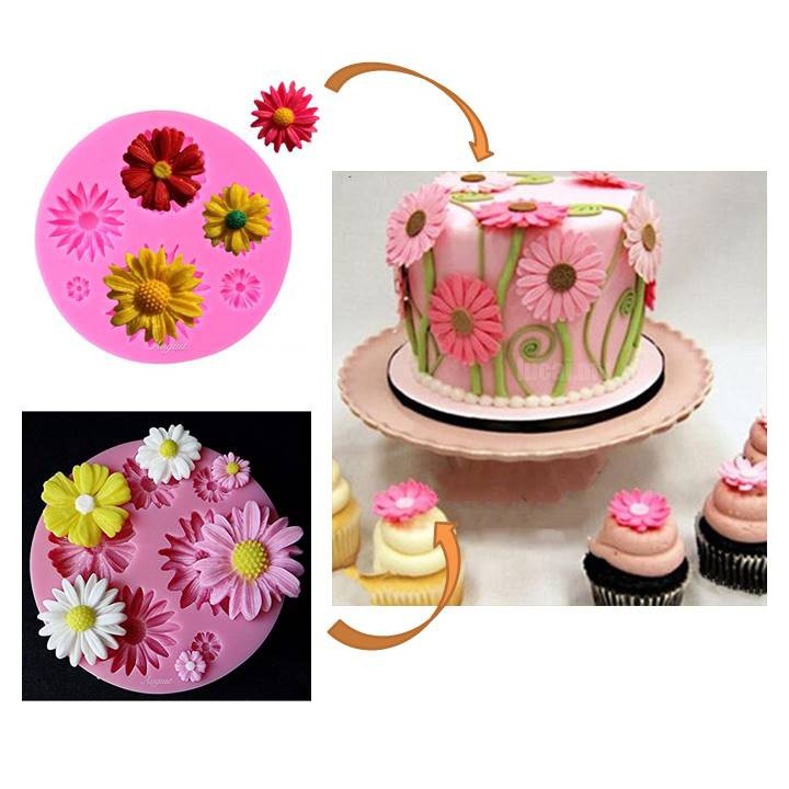 AUG 3D Daisy Flower Shape Silicone Fondant Mold Sugar craft Cake Decorating  DIY Mould | Shopee Malaysia
