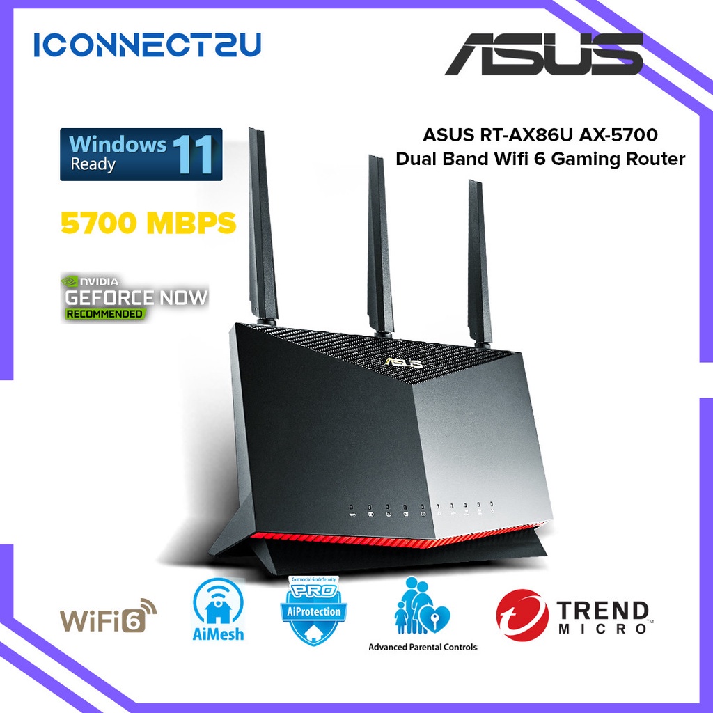 Asus AX5700 RTAX86U WiFi 6 AX Aimesh PS5 Compatible 2.5G Port Mobile