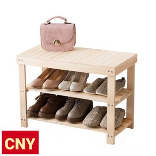 Wooden Bench With Shoe Storage Shoe Rack Solid Wood Shopee Malaysia