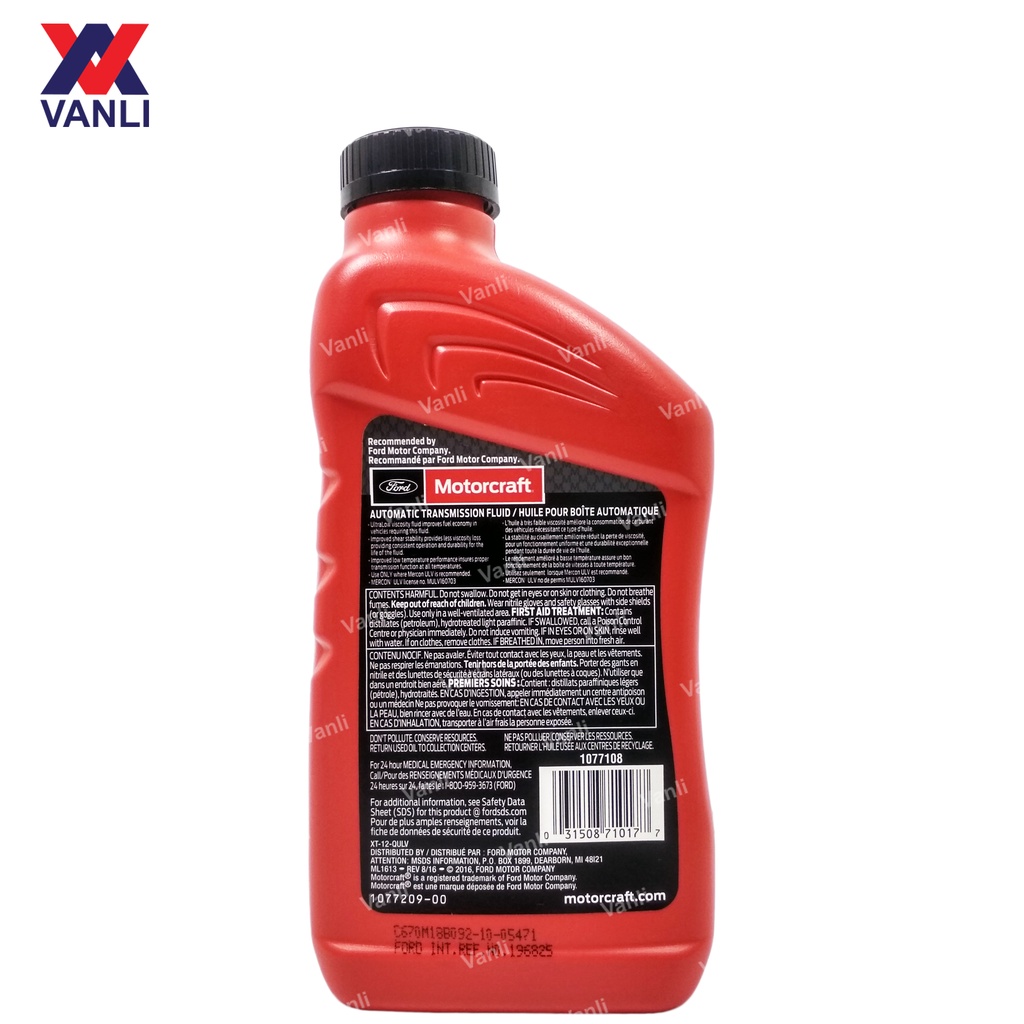 Ford Motorcraft Genuine Mercon Ulv Auto Transmission Fluid 1 Quart 946ml 10 Speeds Xt12 Qu Lv Shopee Malaysia
