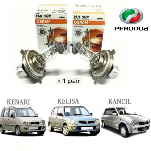 100 Original Osram Germany H4 Bulb Car Headlight Bulbs For Kelisa Kancil Kenari Shopee Malaysia