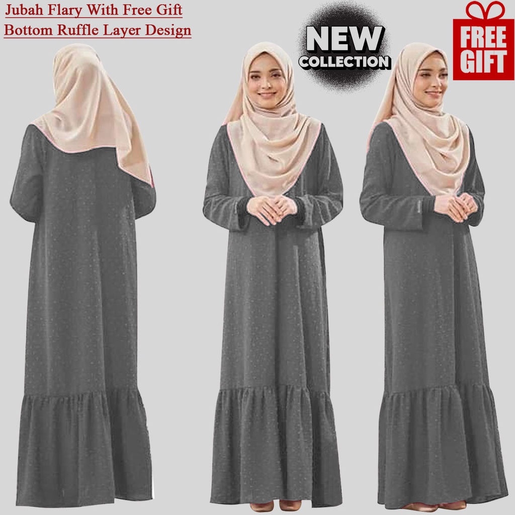 Long Sleeves Women Abaya Muslimah Jubah Dress Embroidery Cey Crepe