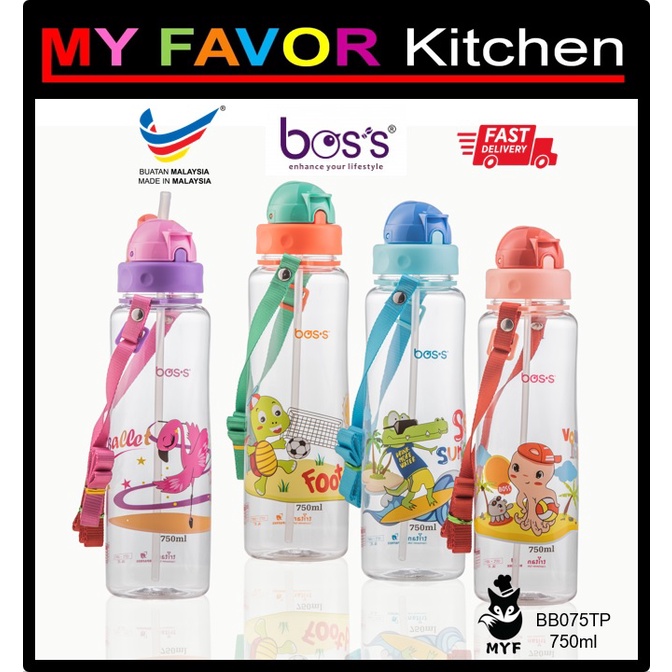 BOS'S Kids Drinking Bottle BB075TP 750ml Cartoon Water Bottle Water Tumbler With Bottle Straw BAS027