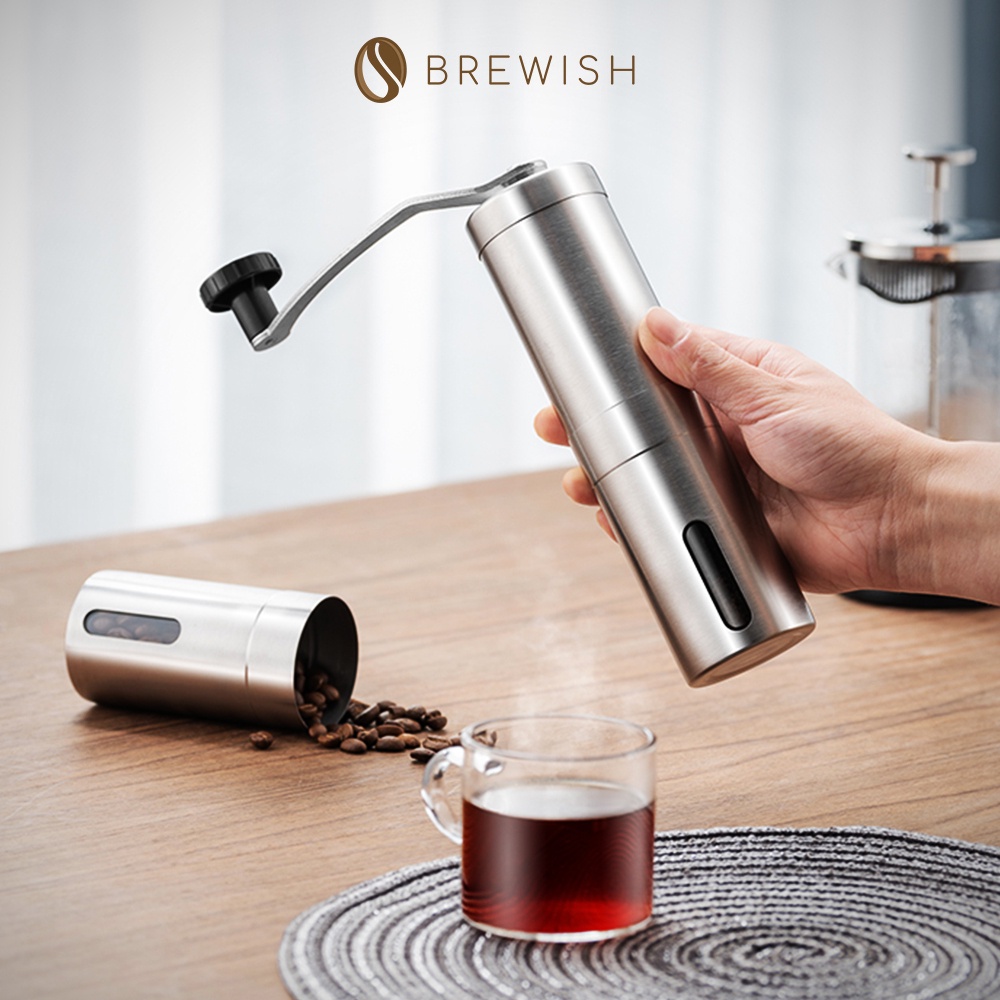 BREWISH Barista Manual Coffee Grinder Ceramic Burr Adjustable Coarse Coffee Bean Hand Grinder 304 Stainless Steel 咖啡磨豆机