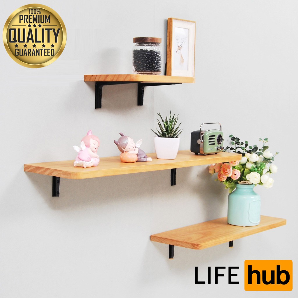 *WOOD ONLY* SOLID WOOD TRENDY WALL MOUNTED HANGING SHELF BOOK RACK BOARD SHELVES (RAK PAPAN KAYU
