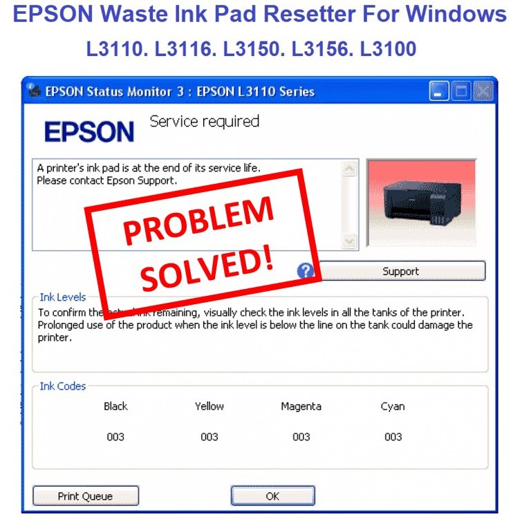 Epson Waste Inkpad Resetter For L3100 L3110 L3116 L3150 L3156 