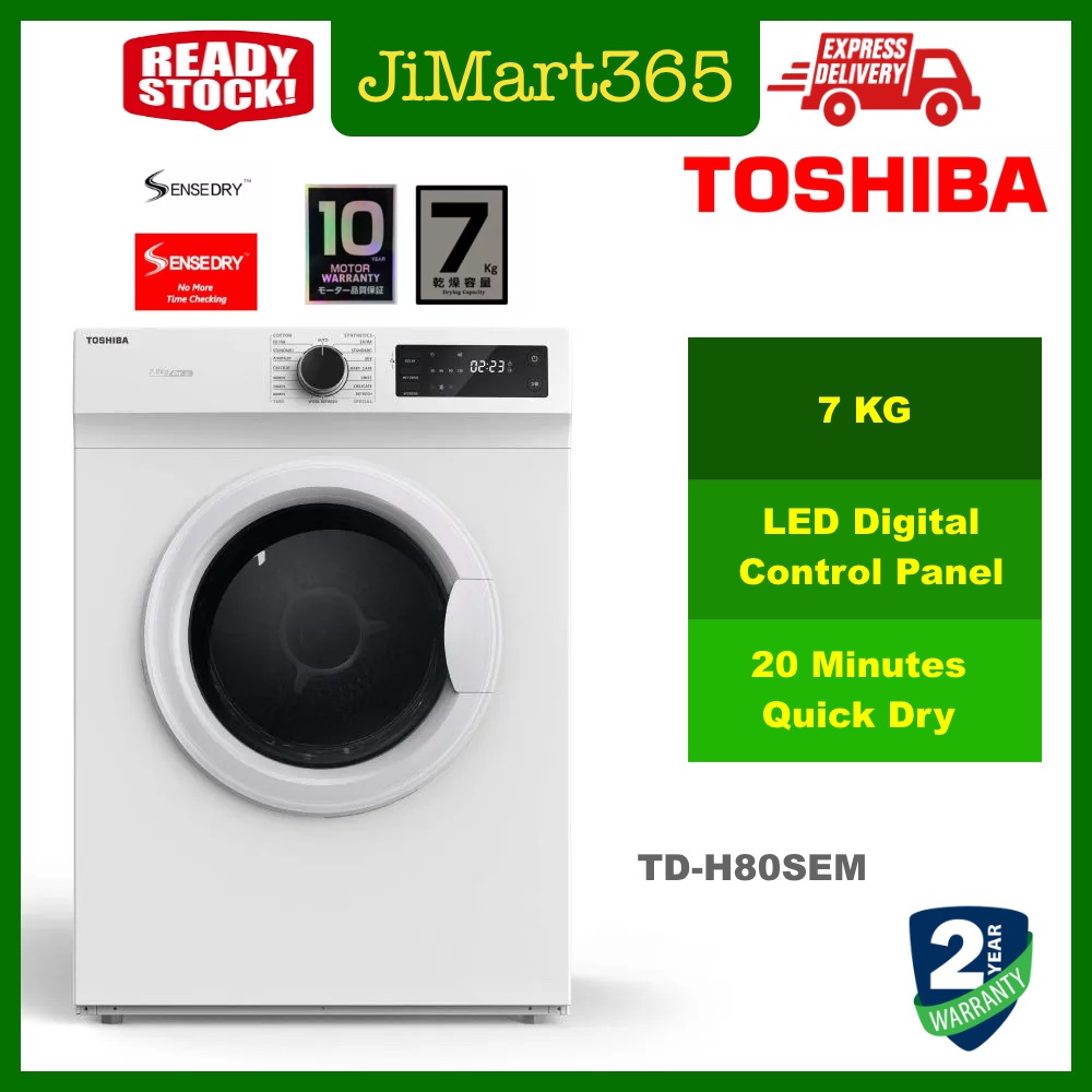 Midea/Toshiba 7kg Dryer TD-H80SEM SenseDry Tumble Dryer TDH80SEM Midea Dryer Mesin Pengering MD-7388 MD7388