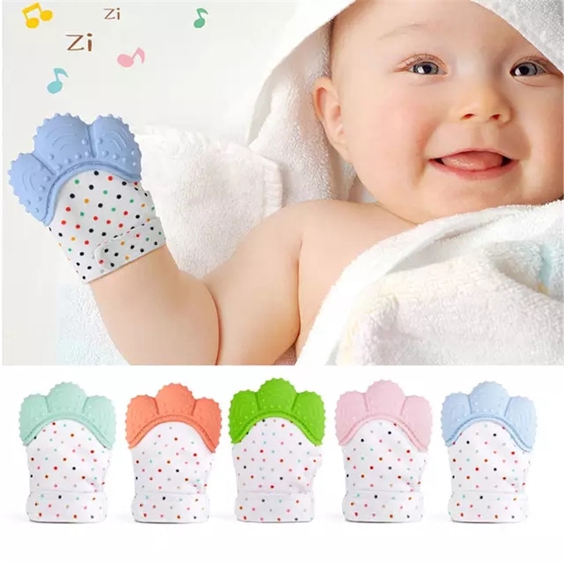 silicone baby teething mitten