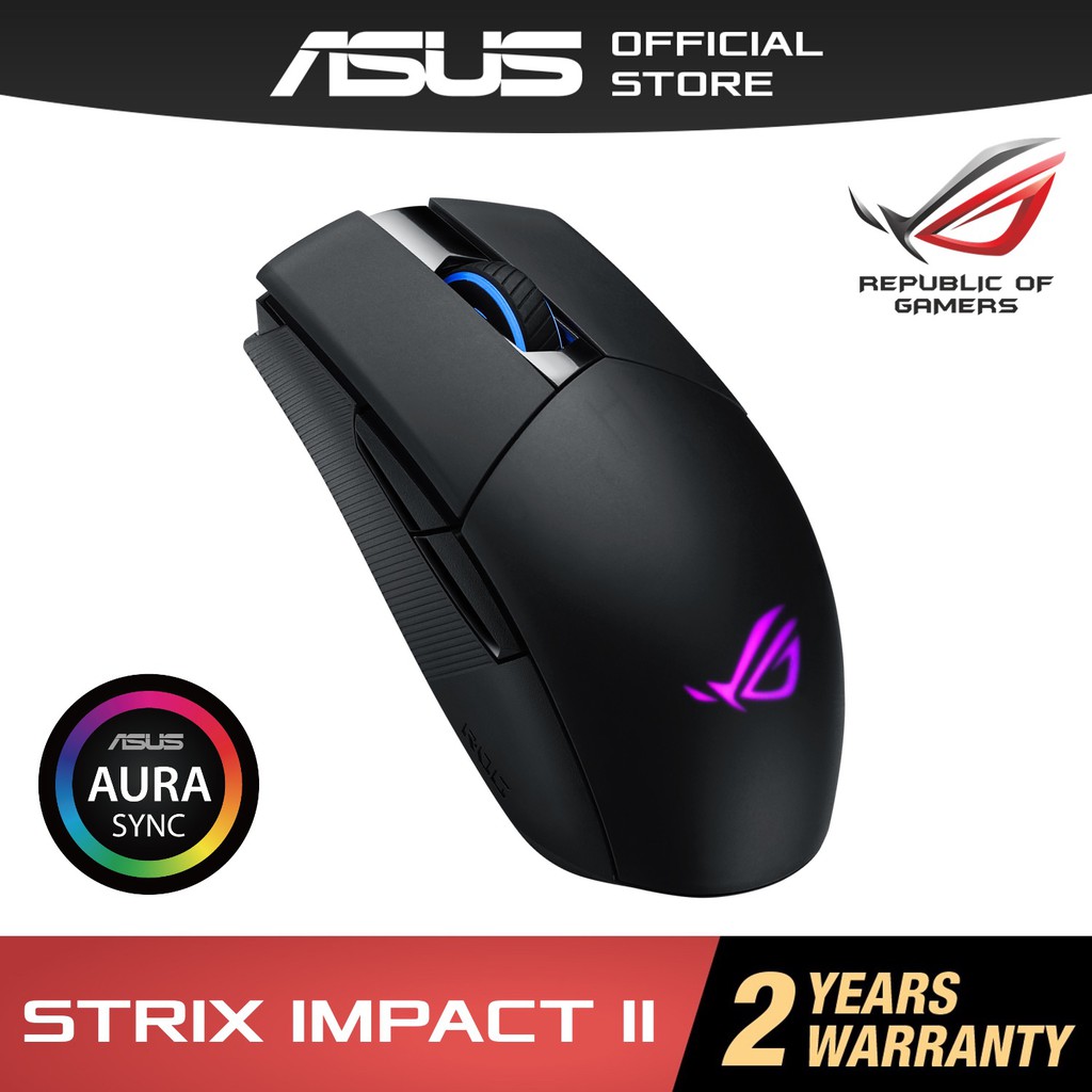 Asus Rog Strix Impact Ii Wireless Gaming Mouse dpi Aura Sync Rgb Lighting Shopee Malaysia