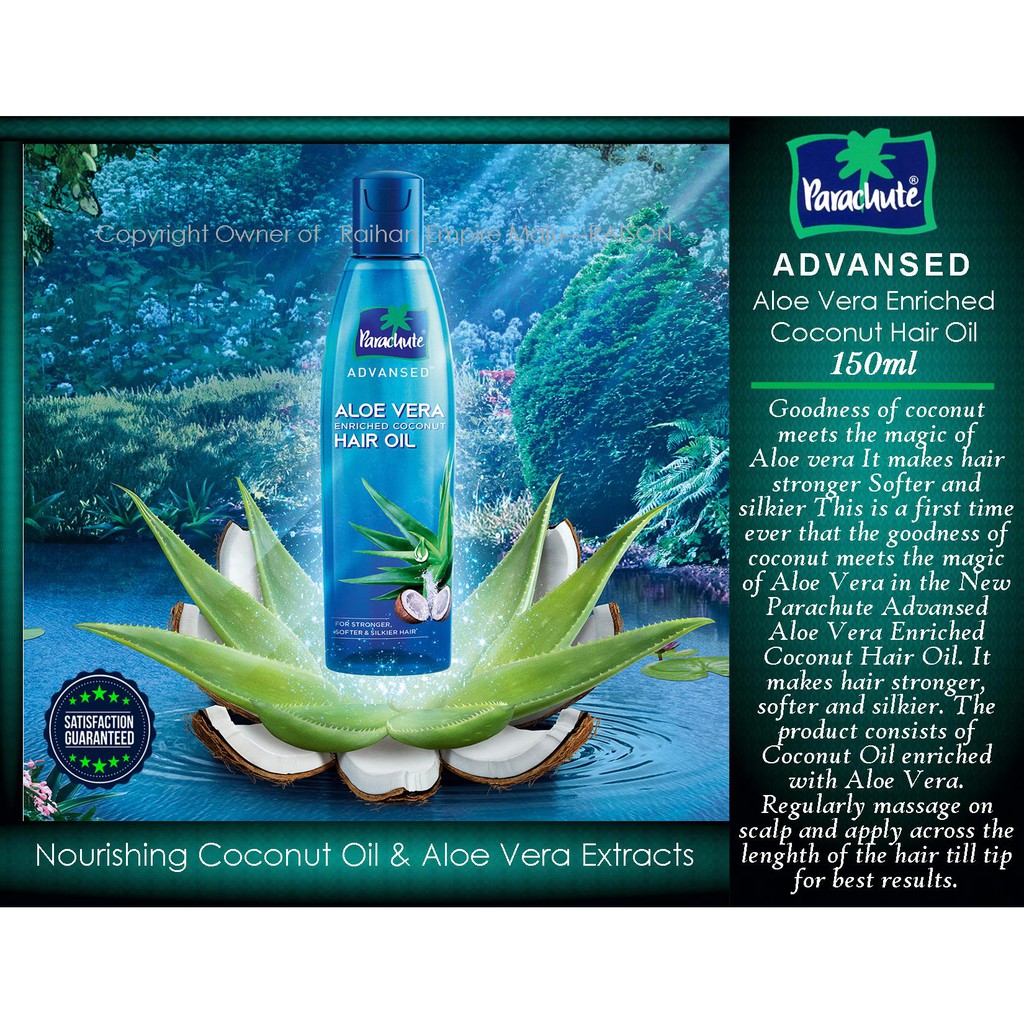 Parachute ADVANSED Aloe Vera Enriched Coconut Hair Oil 150ml | Shopee  Malaysia
