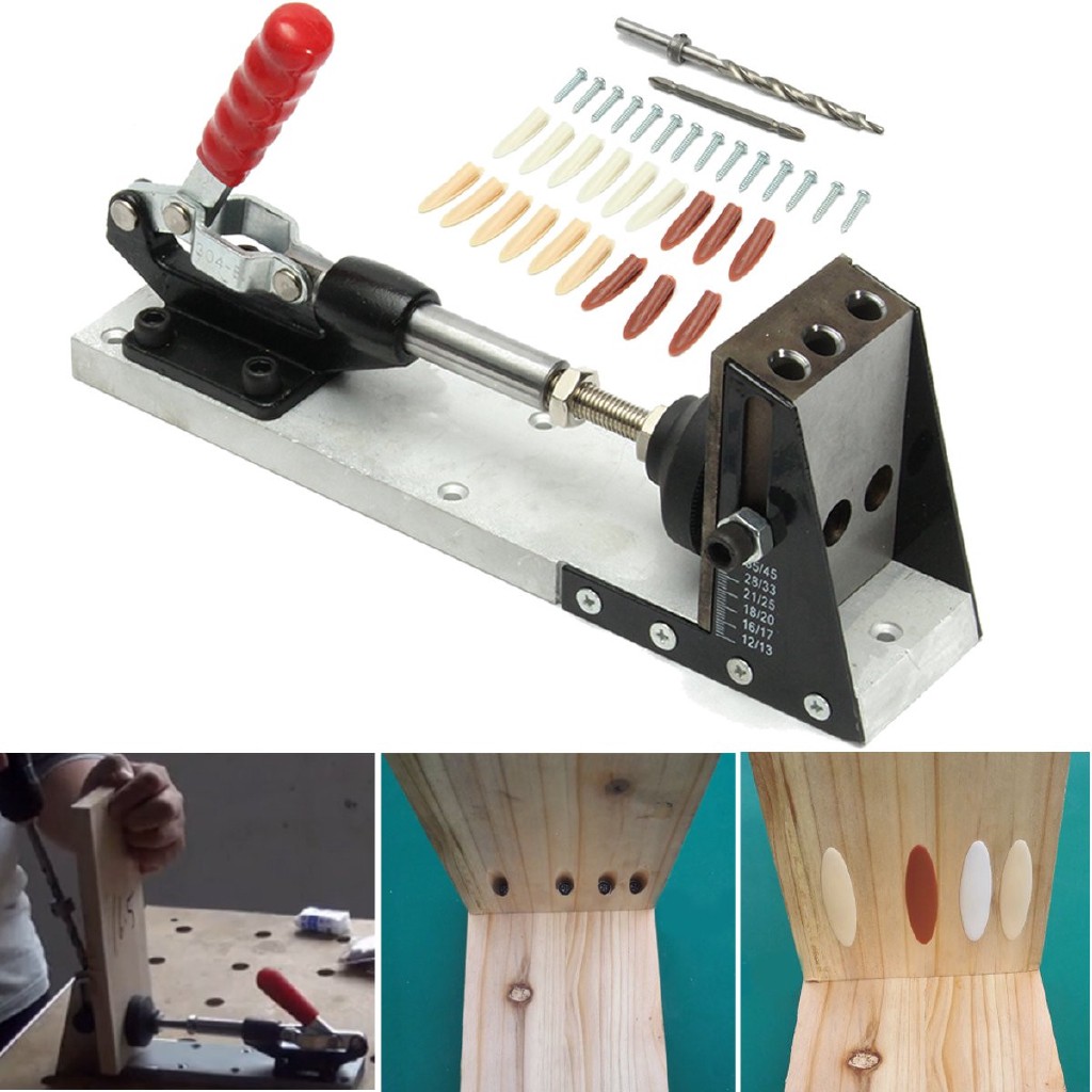 Woodworking Carpenter Kit System Inclined Hole Drill Tools Clamp Base