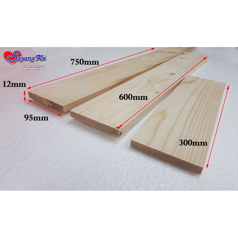 (Hot)12mm x 95mm [300 / 600 / 750mm] Pine Wood Wooden Panel / Wooden