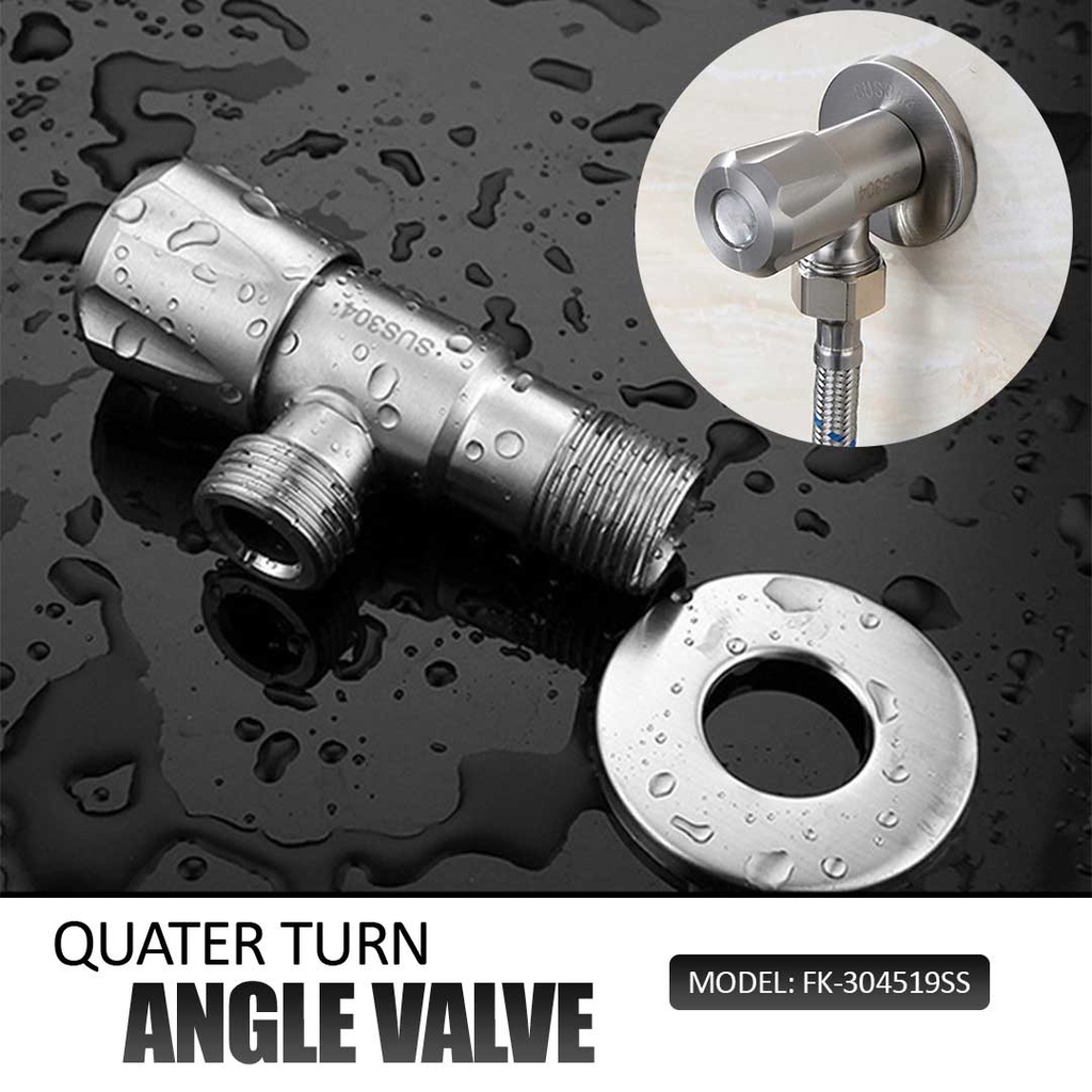 ATTOCCO SUS 304 STAINLESS STEEL ANGLE VALVE KITCHEN BATHRROOM QUARTER TURN ANGLE VALVE
