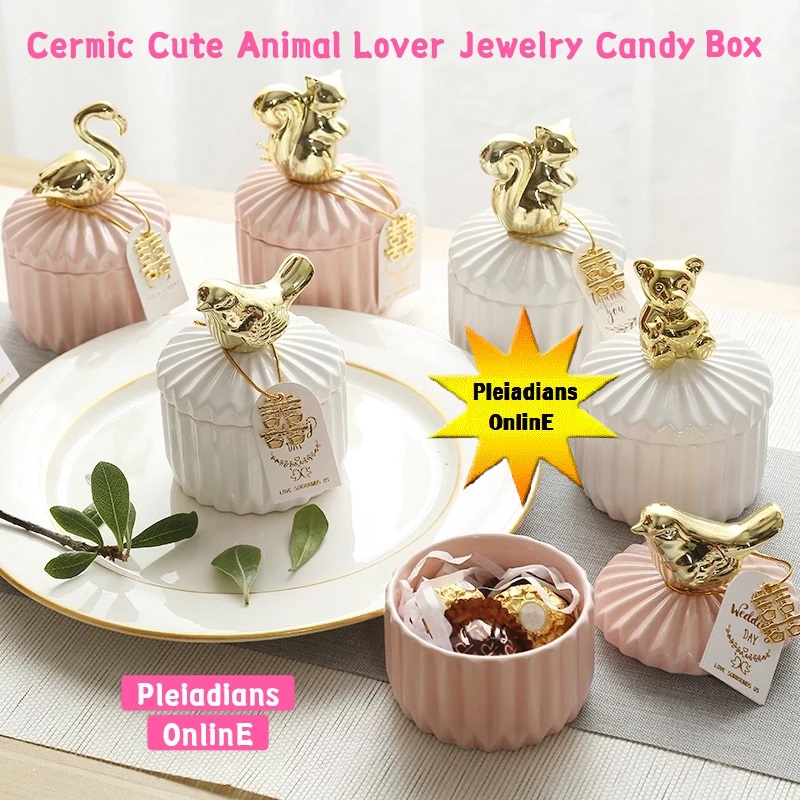 HOMIEE Nordic Ceramic Cute Cartoon Jewelry Candy Box Storage Bottle Jar Kitchen Simpanan Jualan Murah