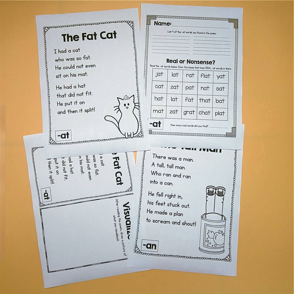 Cvc Phonics Poetry 2 Albums Homework Paper School Centers