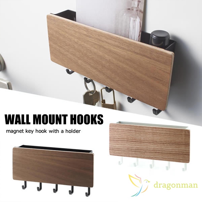 Wall Mounted Key Holder Key Chain Rack Hanger With 5 Hooks