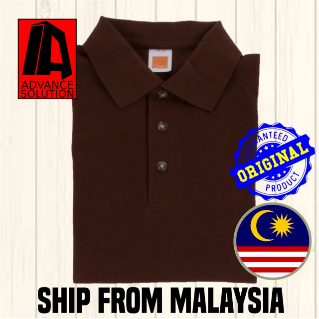Brown Polo Collar T-Shirt Plain Blank Tee Unisex | HC0121 Oren Sport | Baju Coklat Kolar OrenSport Men/Women/Ladies Golf