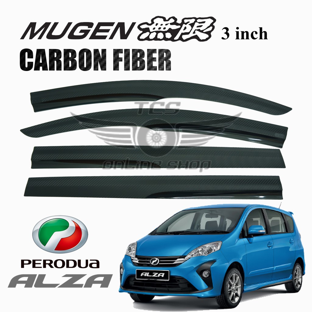 Perodua Alza 2009-2019 3" Carbon Mugen Door Visor Air 