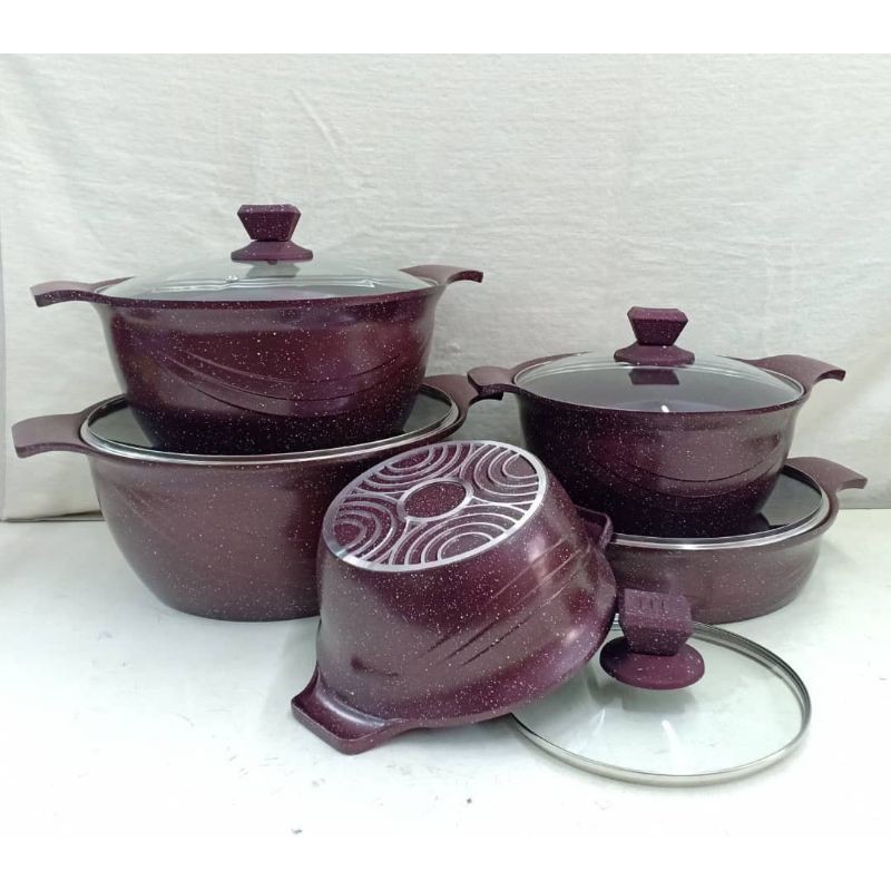 PERIUK BATU GRANITE HUOCHU set 10pcs Granite Tebal Periuk Batu NonStick Shopee Malaysia