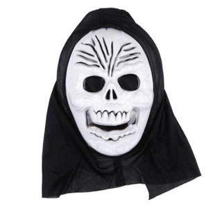 1Pcs GHOST CHEAP SKULL OPEN MOUTH THIN BLACK MASK HORROR FACE HALLOWEEN ...