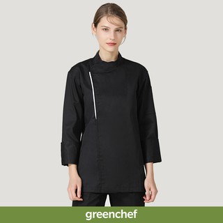 GreenChef Basil Black Chef Jacket Long Sleeve