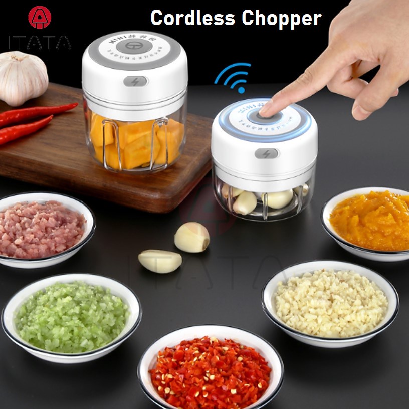 [100 - 250ML] USB Cordless Chopper Electric Garlic Crusher Cutter Speedy Portable Charging Mincer Blender Mesin Kisar
