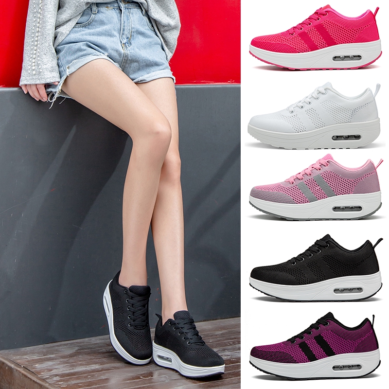 mesh cushioned running casual platform shoes