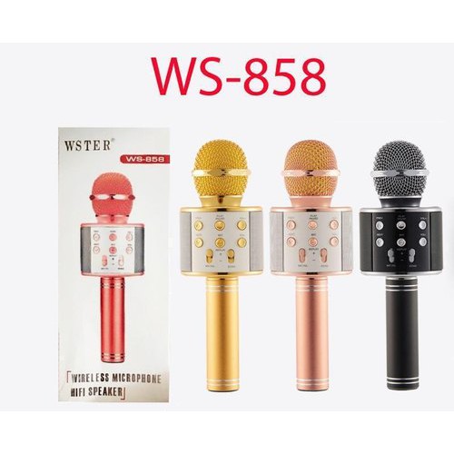 [[ HADIAH PERCUMA [TAWARAN] Mikrofon Karaoke Wayarles WS858 Portable Bluetooth KTV Music Nyanyian Speaker Mikrofon