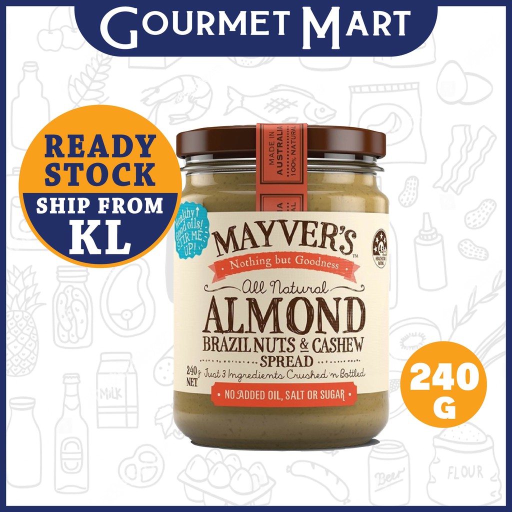 Mayver's Almond, Brazil Nuts & Cashew Spread 240g Shopee Malaysia