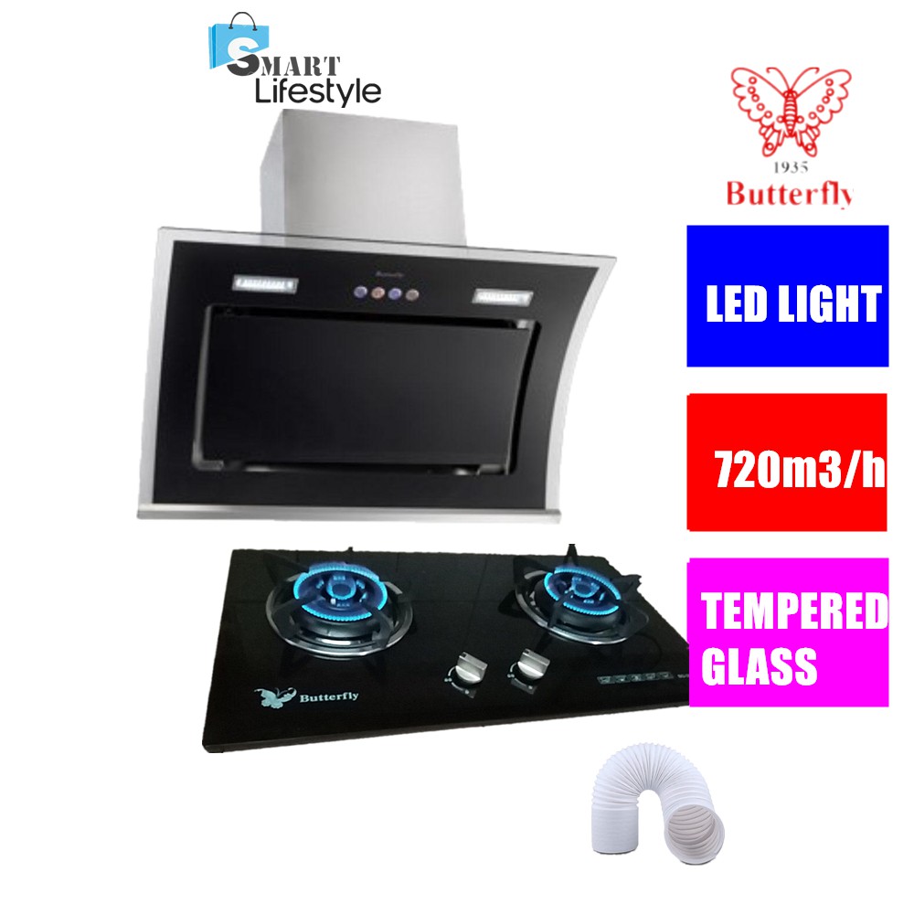 Butterfly Chimney Hood + Glass Hob BCH-1133 + BG-2K - Premium Pack