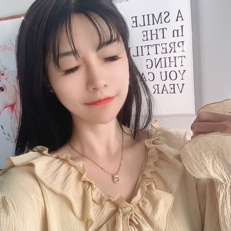 Collana intelligente con corona coreana, catena con clavicola a forma di cuore che batte, regalo di compleanno_voghion.com