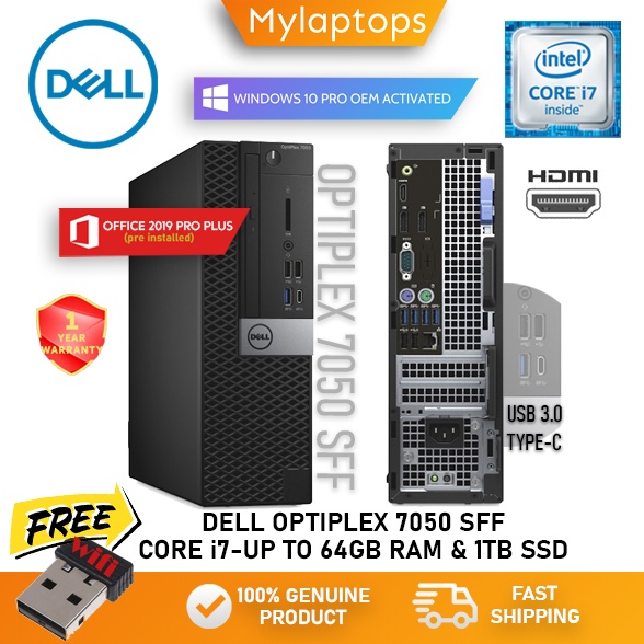 Dell openex 7050 SFF และ core i7 ถึง 64GB RAM ddr4 และ 1TB SSD หน้าต่างและ 10-pro-10 สุนัขเข้ารหัส wifi ฟรีรับประกันปี
