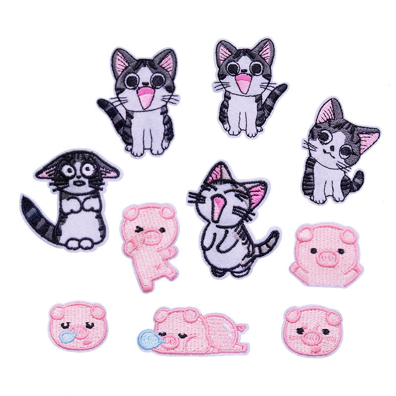 Hot style embroidery cloth paste embroidery chapter DIY pink pig cartoon clothes decorative embroidery patch processing plant