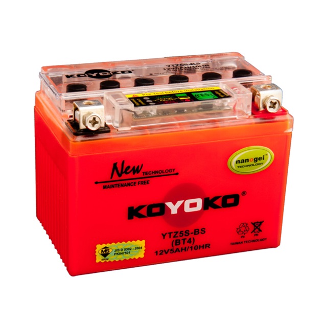 Koyoko Battery Ytz5s Bs Ytz5s 12v5ah 10hr Lc135 Y15 Lagenda Ego Wave Shopee Malaysia