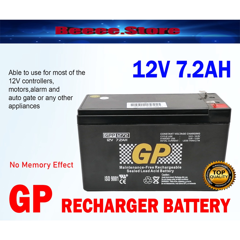 GP 12V 7.2AH Maintenance Free Rechargeable Sealed Lead Acid Battery