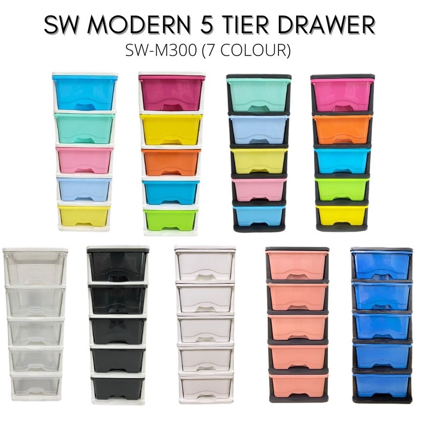 5 Tier Drawer Multipurpose Storage Box Clothes Tingkat Rak Baju