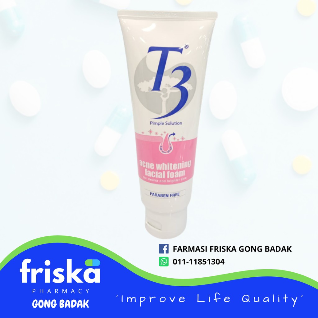 t3 acne whitening facial foam