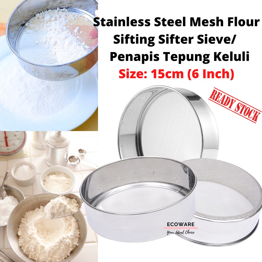 *Ready Stock* Thick Stainless Steel Mesh Flour Sifting Sifter Sieve / Penapis Tepung Keluli - 15cm (6 Inch)