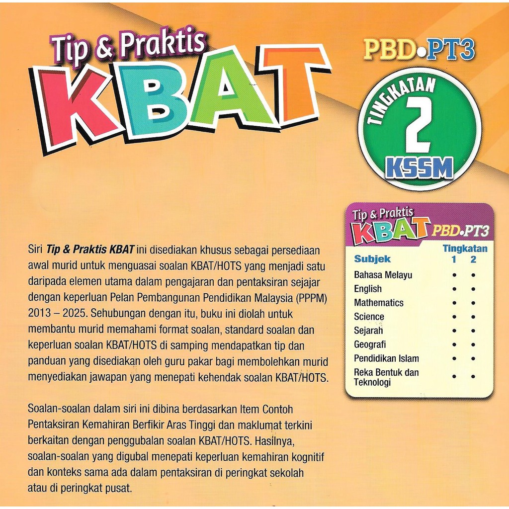 Myb Buku Latihan Tip Praktis Kbat Pt3 Tingkatan 2 English Sasbadi Shopee Malaysia