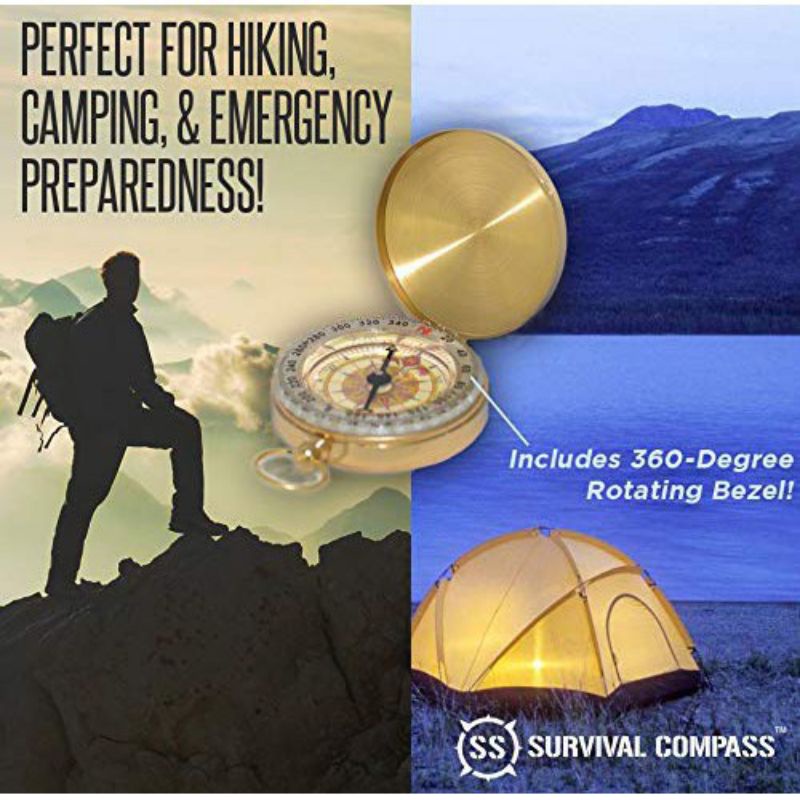 Camping Survival Compass Brass Metal Pocket Compass Kids Compass For