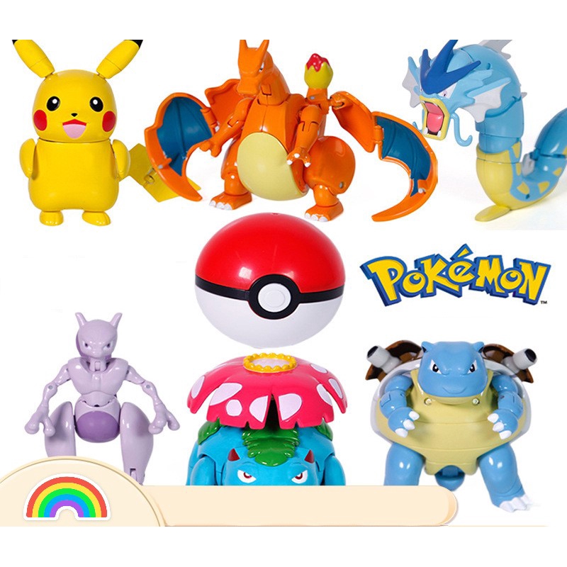 Takara Tomy Pokemon Pikachu Charizard Mewtwo Squirtle Action Figure Ball Transformation Robot Deformation Toy Shopee Malaysia - mecha mewtwo roblox