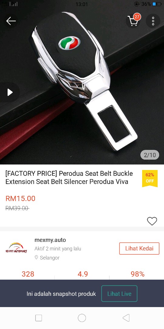 [FACTORY PRICE] Perodua Seat Belt Buckle Extension Seat 