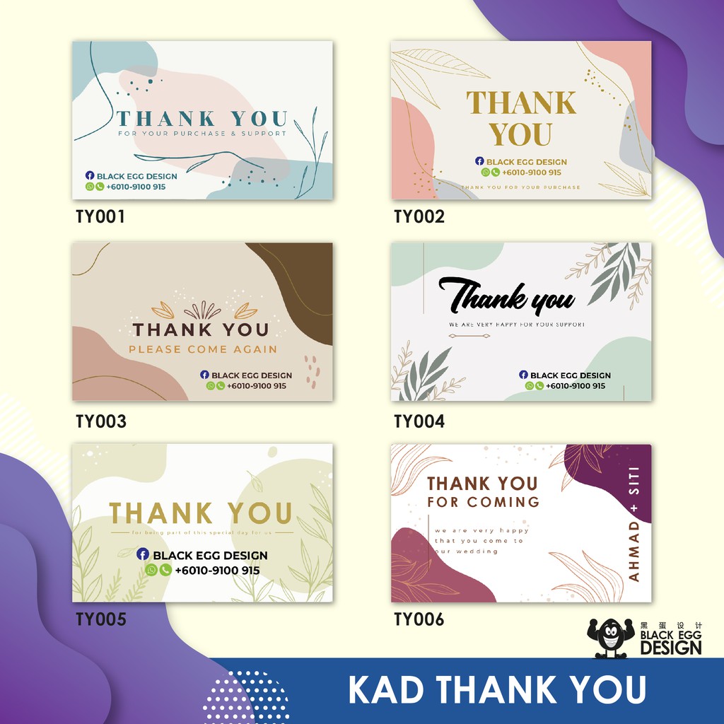 100pcs Thank You Card Murah Print Depan Saje Kad Nama Murah Print Kad Design Sendiri Shopee Malaysia